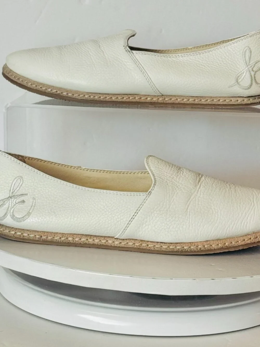 Sam Edelman Everie 8M White Cream Leather Slip on Flats Loafers